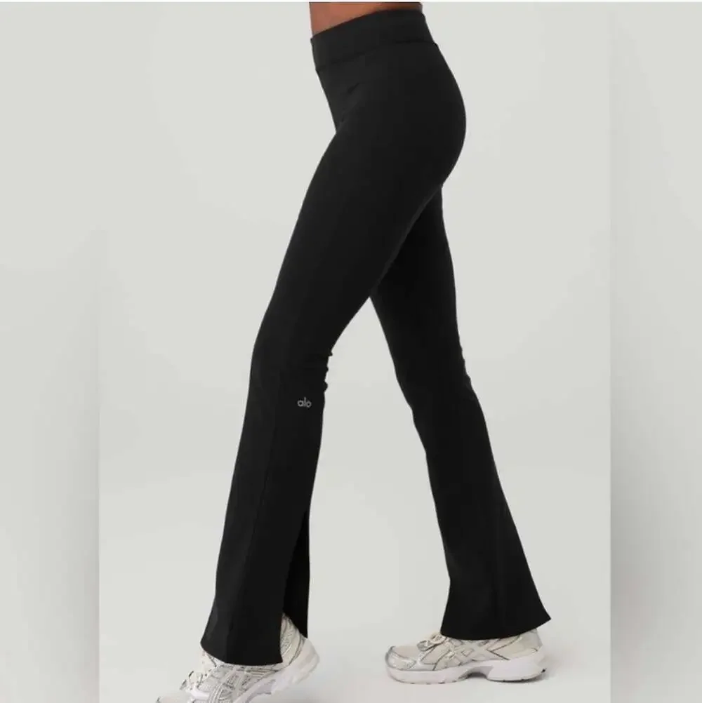 ALO Yoga Size S Airbrush High-waist Flutter Legging Black Split Hem